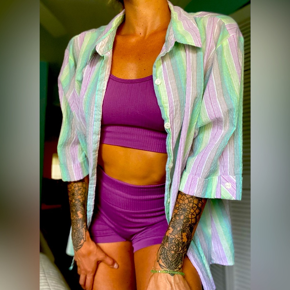 VINTAGE PASTEL RAINBOW COLLARED SHIRT